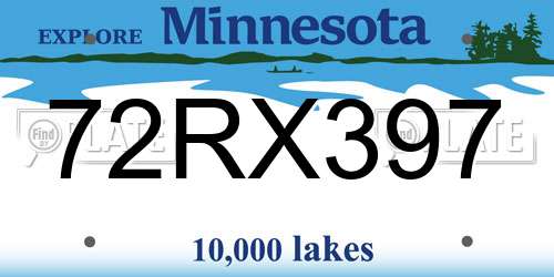 72RX397 Minnesota License Plate