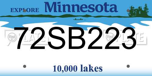 72SB223 Minnesota License Plate