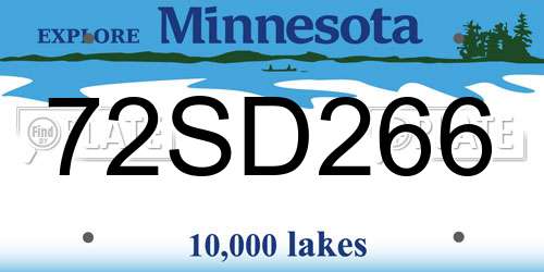 72SD266 Minnesota License Plate