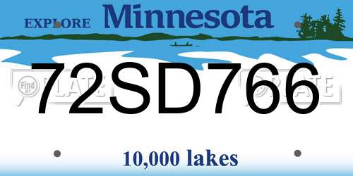 72SD766 Minnesota License Plate