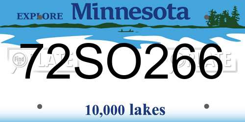 72SO266 Minnesota License Plate