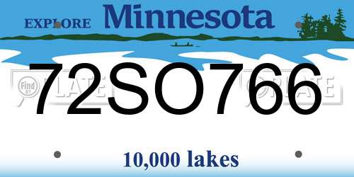72SO766 Minnesota License Plate