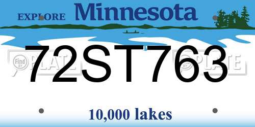72ST763 Minnesota License Plate