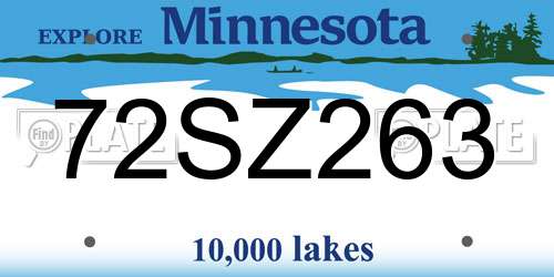 72SZ263 Minnesota License Plate