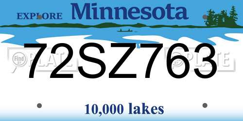 72SZ763 Minnesota License Plate