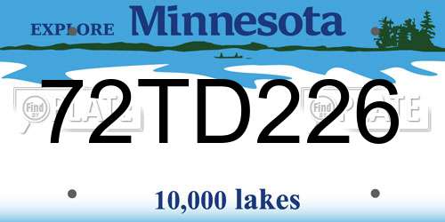 72TD226 Minnesota License Plate