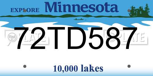 72TD587 Minnesota License Plate