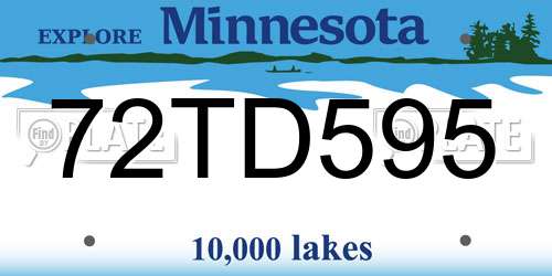 72TD595 Minnesota License Plate