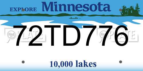 72TD776 Minnesota License Plate
