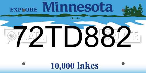 72TD882 Minnesota License Plate