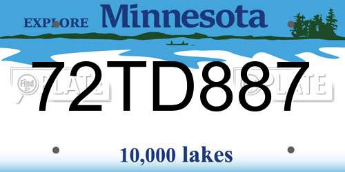 72TD887 Minnesota License Plate