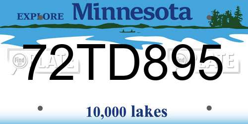 72TD895 Minnesota License Plate