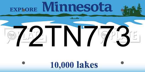 72TN773 Minnesota License Plate