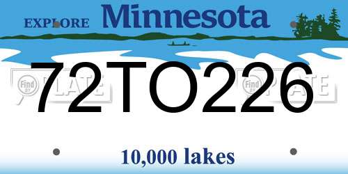 72TO226 Minnesota License Plate
