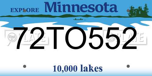 72TO552 Minnesota License Plate