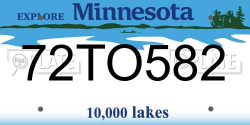 72TO582 Minnesota License Plate