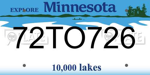 72TO726 Minnesota License Plate