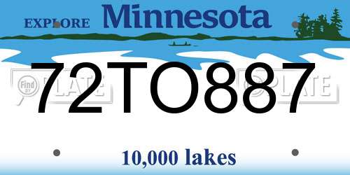 72TO887 Minnesota License Plate