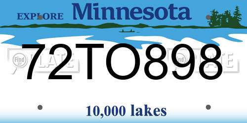 72TO898 Minnesota License Plate