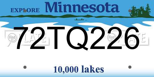 72TQ226 Minnesota License Plate