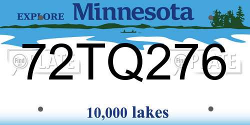 72TQ276 Minnesota License Plate