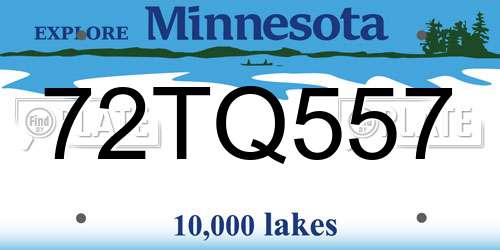 72TQ557 Minnesota License Plate