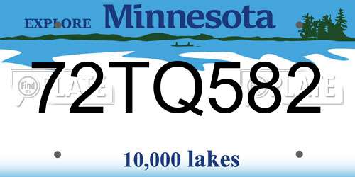 72TQ582 Minnesota License Plate