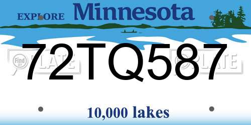 72TQ587 Minnesota License Plate