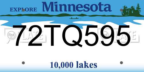 72TQ595 Minnesota License Plate
