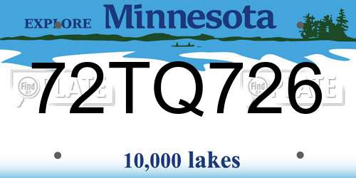 72TQ726 Minnesota License Plate