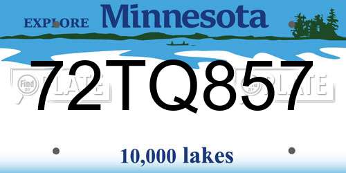 72TQ857 Minnesota License Plate