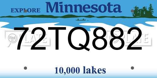 72TQ882 Minnesota License Plate