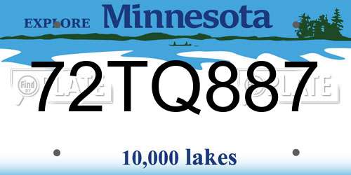 72TQ887 Minnesota License Plate