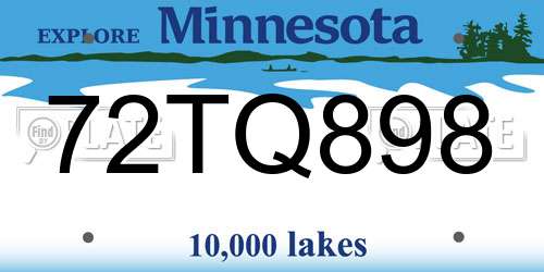 72TQ898 Minnesota License Plate