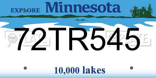 72TR545 Minnesota License Plate