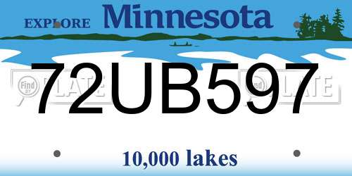 72UB597 Minnesota License Plate