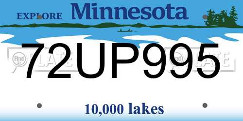 72UP995 Minnesota License Plate
