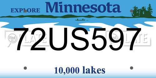 72US597 Minnesota License Plate