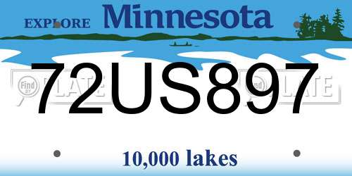 72US897 Minnesota License Plate