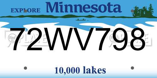 72WV798 Minnesota License Plate