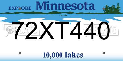 72XT440 Minnesota License Plate