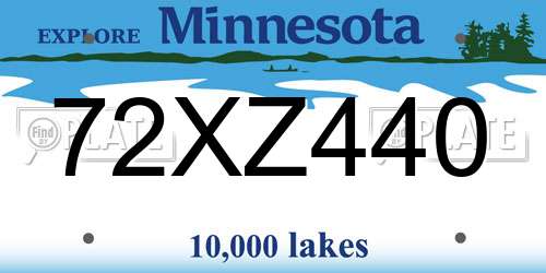 72XZ440 Minnesota License Plate