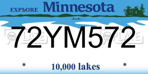 72YM572 Minnesota License Plate
