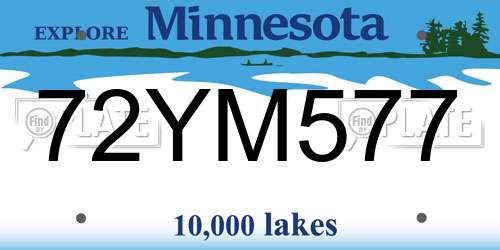 72YM577 Minnesota License Plate