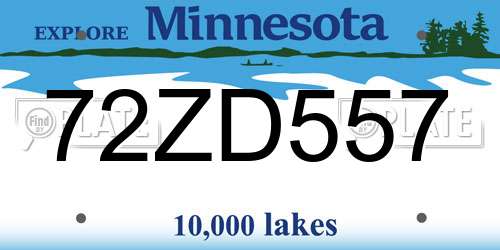 72ZD557 Minnesota License Plate