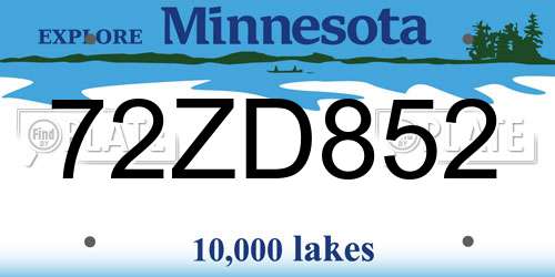 72ZD852 Minnesota License Plate