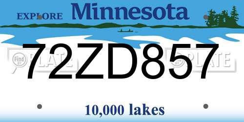 72ZD857 Minnesota License Plate