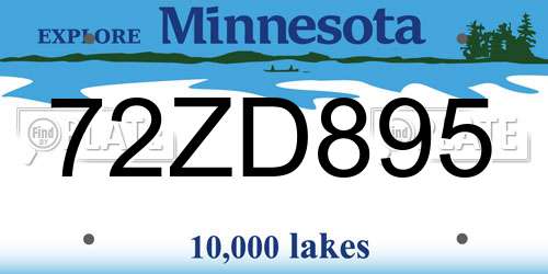 72ZD895 Minnesota License Plate