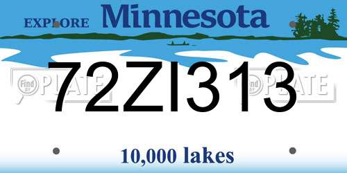 72ZI313 Minnesota License Plate