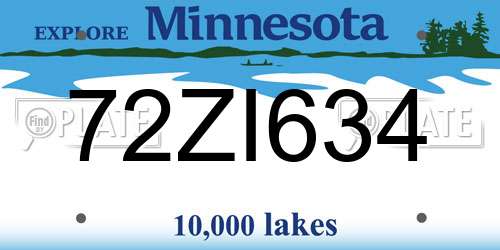 72ZI634 Minnesota License Plate
